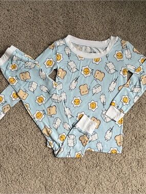 Little Sleepies Light Blue Breakfast Print Pajama Set Bamboo